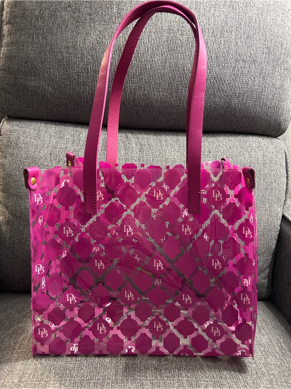 Dooney & Bourke Fuchsia Scribble Leather Detail Shopper Tote Tote with Logo